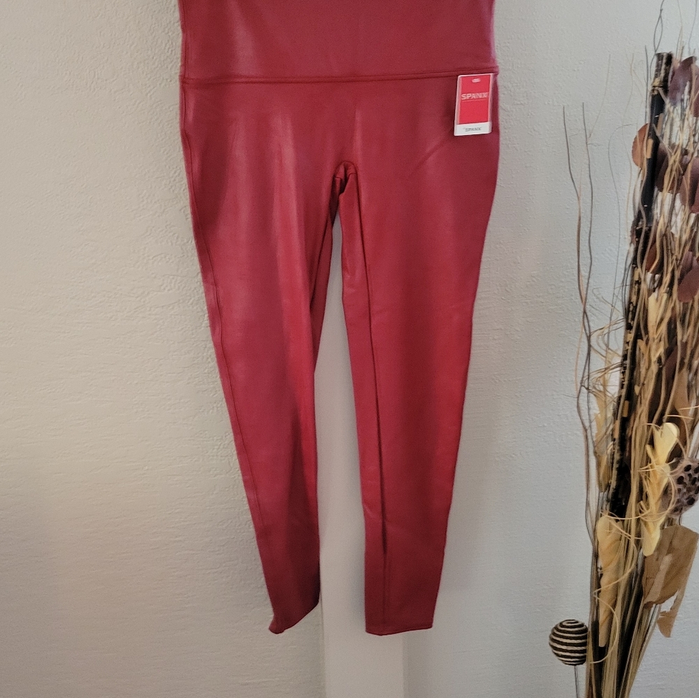 Spanx Red Faux Leather Leggings 1X
